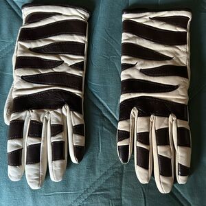 Valentino brown and cream Leather Gloves